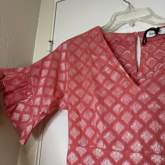 Glamorous pink ruffle tie mini dress size US 4 - Picture 3 of 6